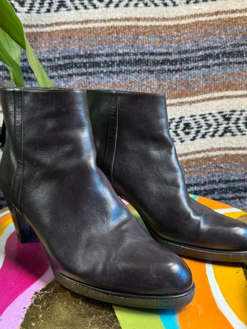 Stuart Weitzman Brown Leather Ankle Boots Booties Tassel Zipper Heel Womens 9 M